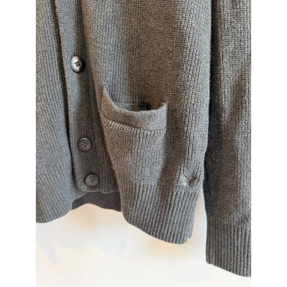 American Eagle Mens Shawl Collar Cardigan Sweater Gray Athletic Fit XL Cotton